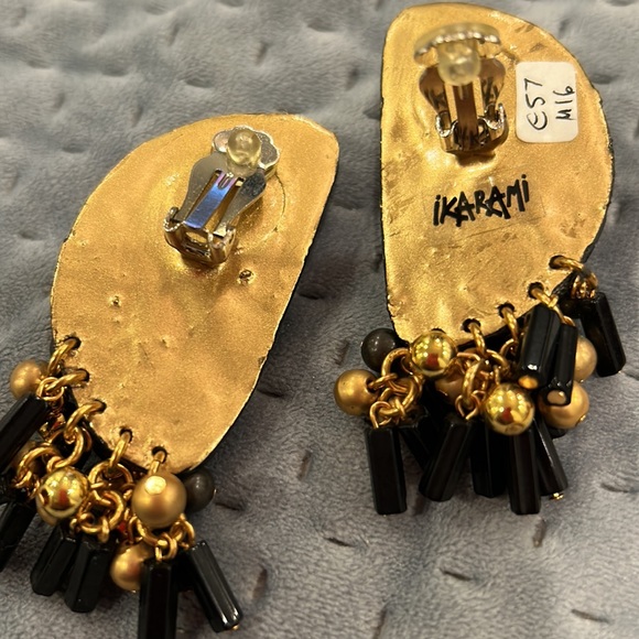 Vintage IKARAMI Hand-painted Tribal Pattern Earrings-Boutique - Picture 5 of 5